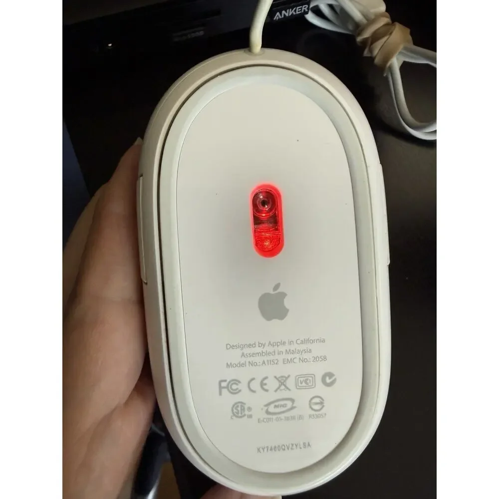 Apple Mighty Mouse A1152 Wired USB Optical Scroll Ball Tested Working